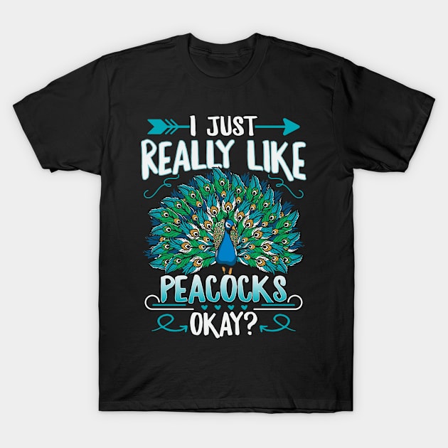 I just really like peacocks, okay? Quote for a Peacock lover T-Shirt by ErdnussbutterToast